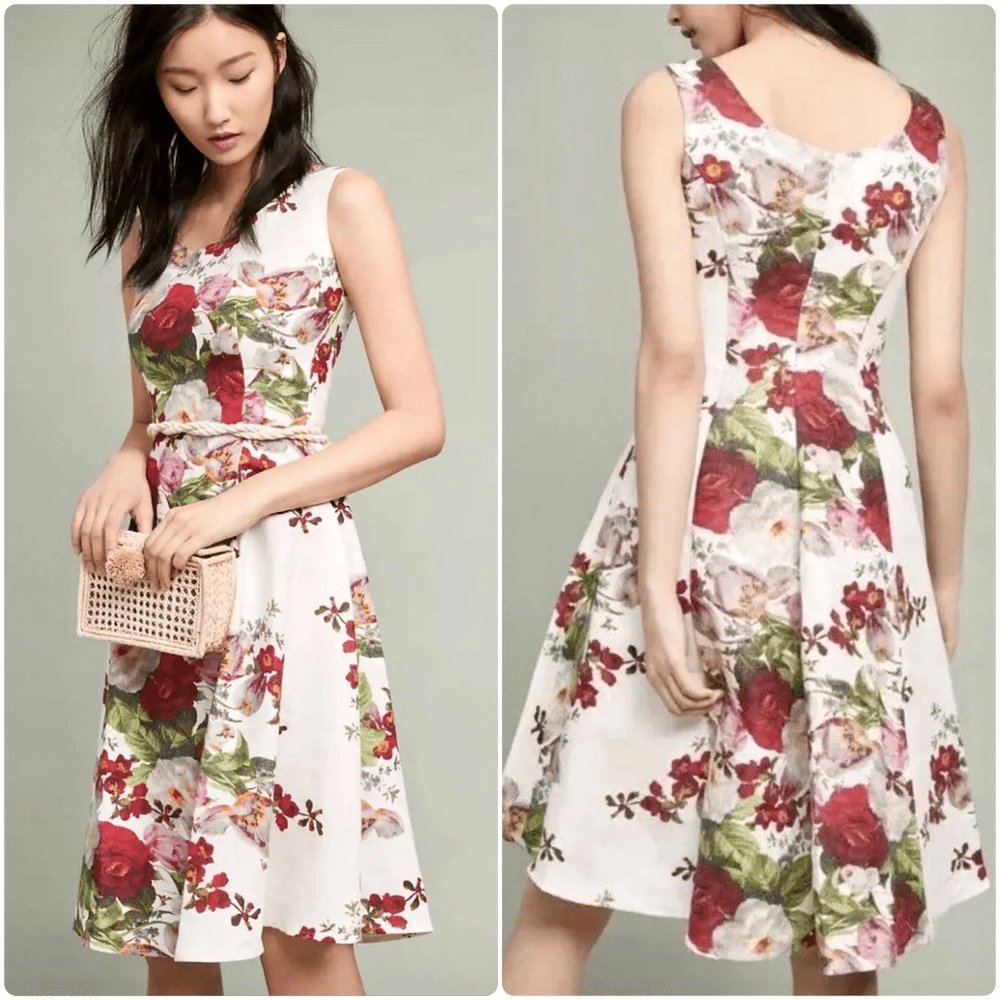 Eva Franco Garden Linen Dress Sz 2